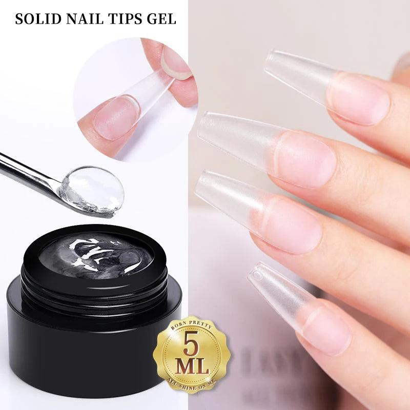 Gel de Extensión de Uñas Transparente y No Pegajoso, 15ml  – Gel Duro Lechoso Jelly para Arte de Uñas 3D y Uñas Postizas