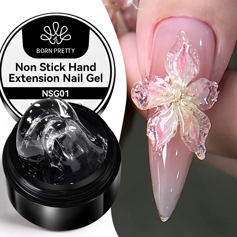 Gel de Extensión de Uñas Transparente y No Pegajoso, 15ml  – Gel Duro Lechoso Jelly para Arte de Uñas 3D y Uñas Postizas