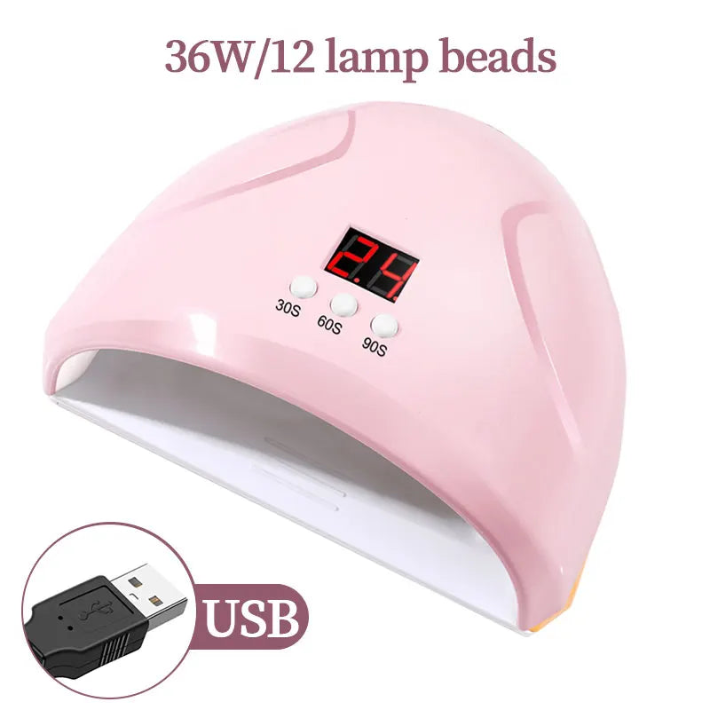 Lámpara LED Portátil para Uñas – Secado Rápido de Gel y Curado UV Profesional 36 watts.