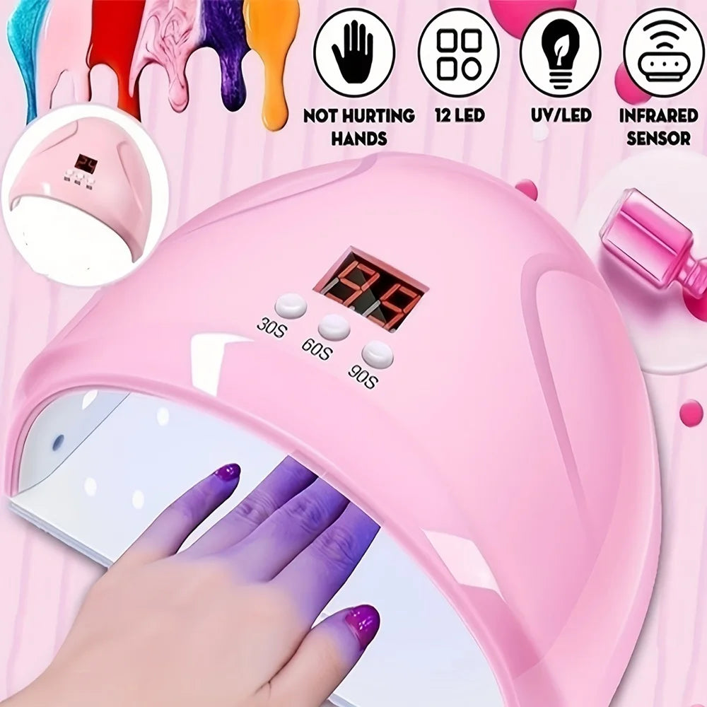 Lámpara LED Portátil para Uñas – Secado Rápido de Gel y Curado UV Profesional 36 watts.