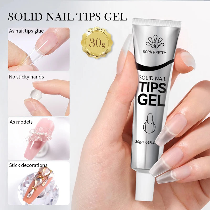 Gel de Extensión de Uñas Transparente y No Pegajoso, 15ml  – Gel Duro Lechoso Jelly para Arte de Uñas 3D y Uñas Postizas