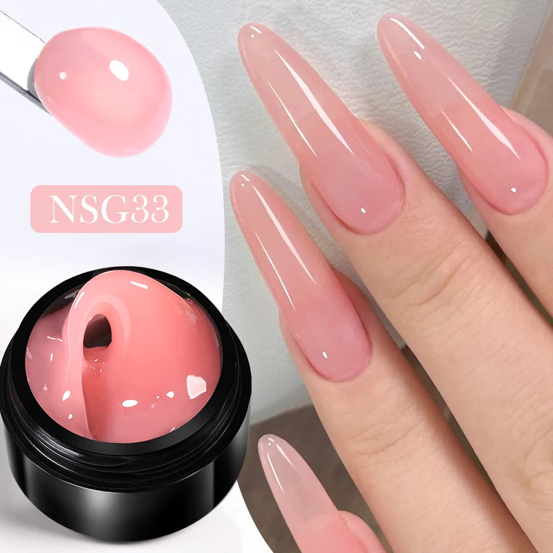 Gel de Extensión de Uñas Transparente y No Pegajoso, 15ml  – Gel Duro Lechoso Jelly para Arte de Uñas 3D y Uñas Postizas