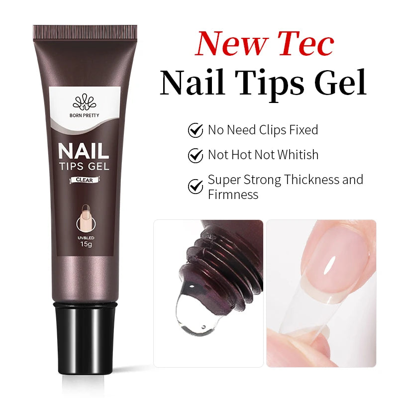 Gel de Extensión de Uñas Transparente y No Pegajoso, 15ml  – Gel Duro Lechoso Jelly para Arte de Uñas 3D y Uñas Postizas