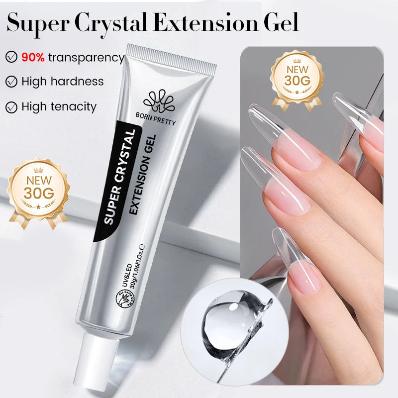 Gel de Extensión de Uñas Transparente y No Pegajoso, 15ml  – Gel Duro Lechoso Jelly para Arte de Uñas 3D y Uñas Postizas