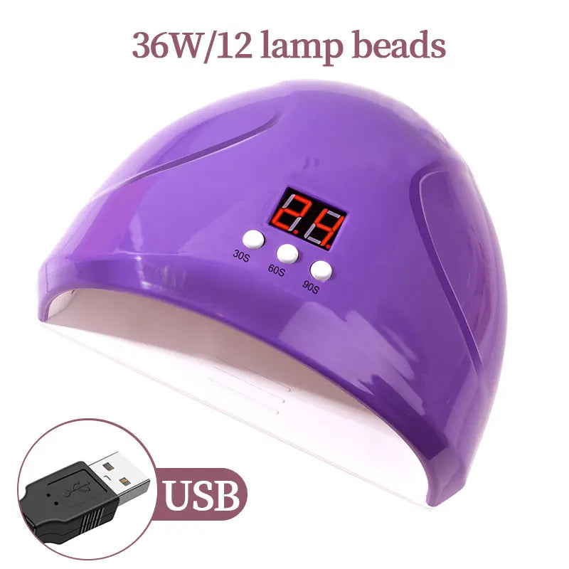 Lámpara LED Portátil para Uñas – Secado Rápido de Gel y Curado UV Profesional 36 watts.