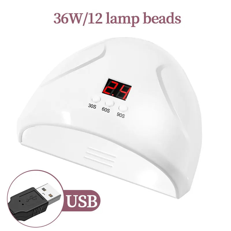 Lámpara LED Portátil para Uñas – Secado Rápido de Gel y Curado UV Profesional 36 watts.